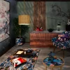 Pouf con contenitore, imbottito, stile orientale