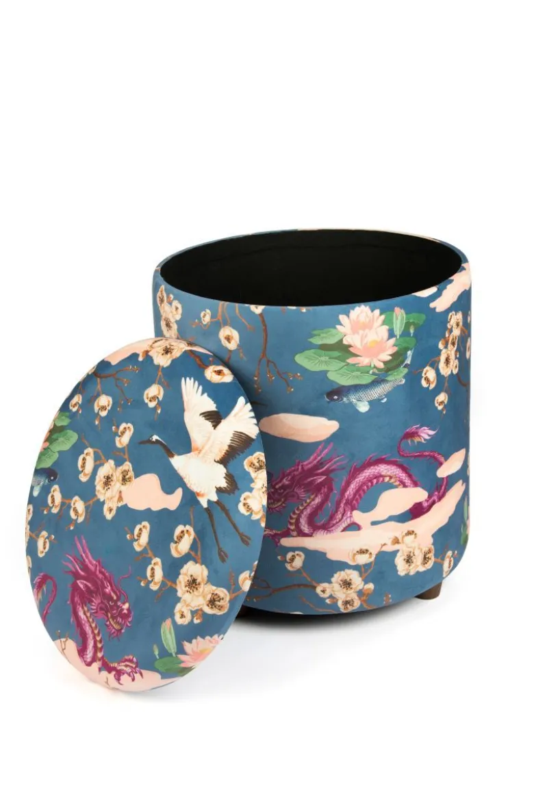 Pouf con contenitore, imbottito, stile orientale