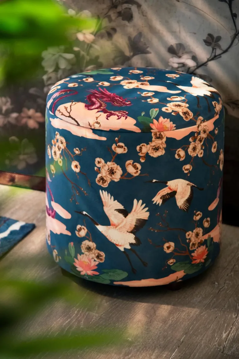Pouf con contenitore, imbottito, stile orientale