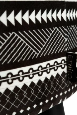 Pouf con contenitore, imbottito, etnico, bianco e nero