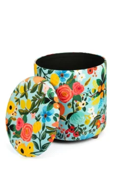 Pouf con contenitore, imbottito, floreale