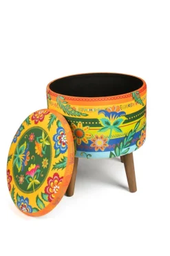 Pouf con contenitore, imbottito, gipsy soul, multicolore