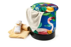 Pouf con contenitore, imbottito, fenicotteri