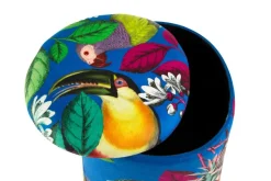 Pouf con contenitore, imbottito, fenicotteri