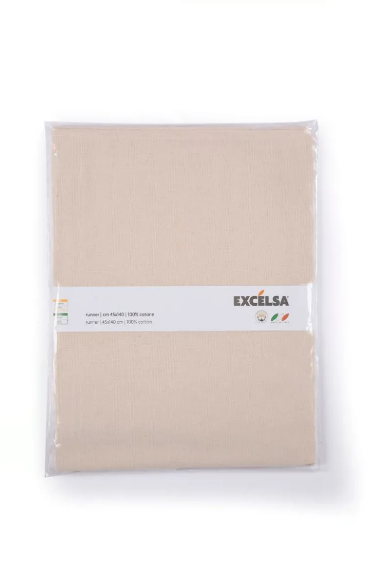 Runner, beige, 100% cotone, 45x140 cm