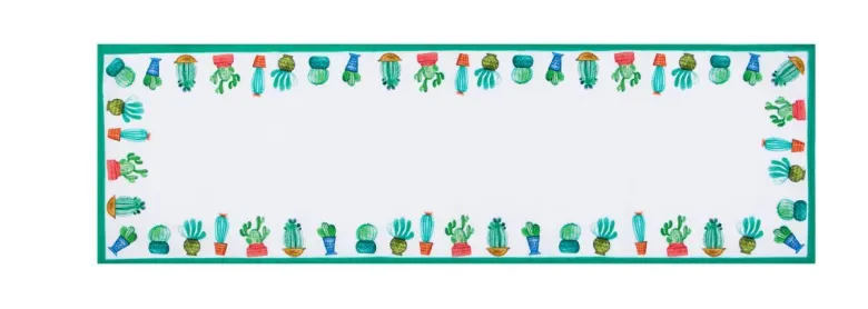 Runner, fantasia cactus, 100% cotone, 45x140 cm