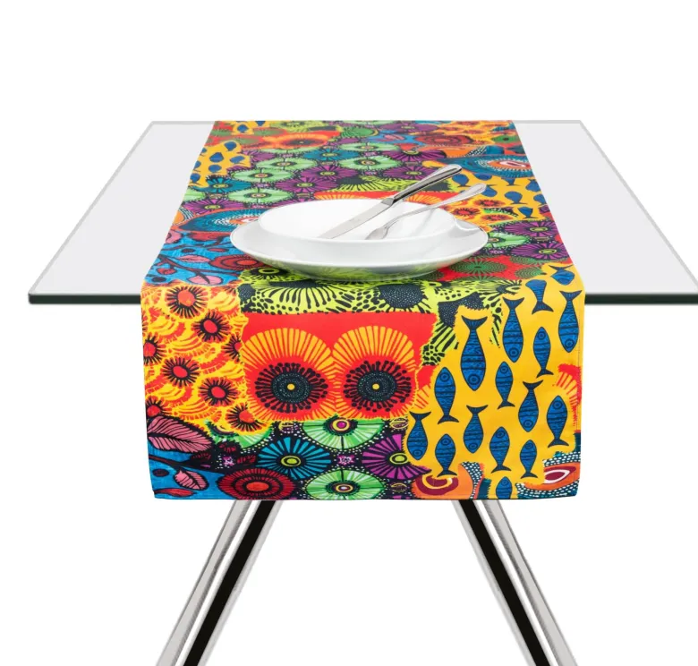 Runner, fantasia stile africano, 100% cotone, 45x140 cm