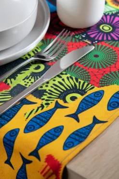Runner, fantasia stile africano, 100% cotone, 45x140 cm