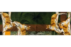 Runner jungle, leopardi e felci, 100% cotone, 50x160 cm