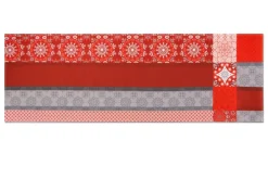 Runner, motivi rossi/grigi, 100% cotone, 45x140 cm