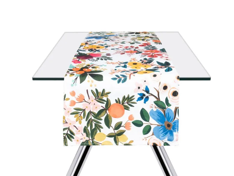 Runner, multicolore, con fiori, 100% cotone, 45x140 cm