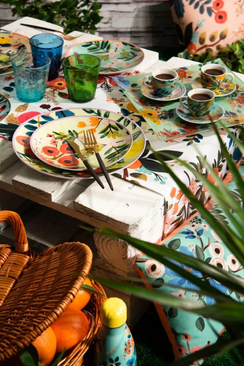 Runner, multicolore, con fiori, 100% cotone, 45x140 cm