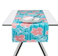 Runner, multicolore, con fiori, 100% cotone, 45x140 cm
