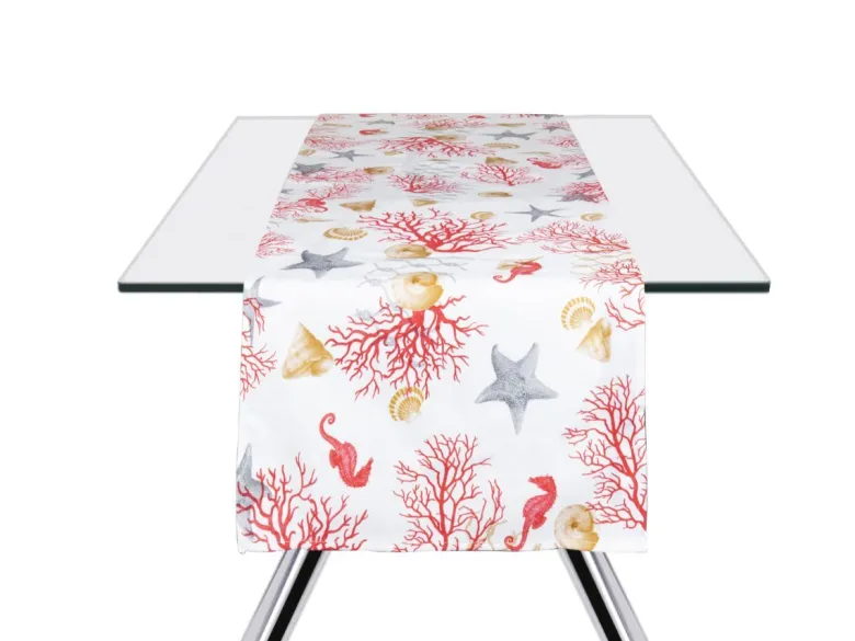 Runner, multicolore, coralli, 100% cotone, 45x140 cm