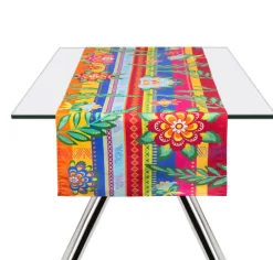 Runner, multicolore, floreale, 100% cotone, 45x140 cm
