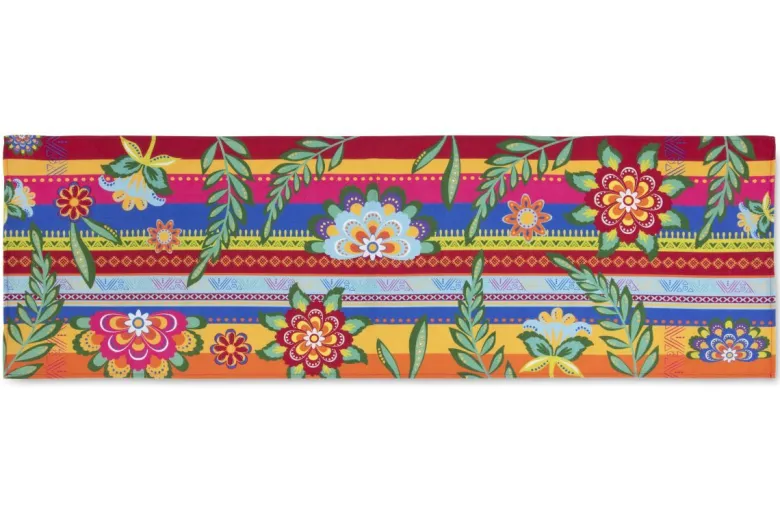 Runner, multicolore, floreale, 100% cotone, 45x140 cm