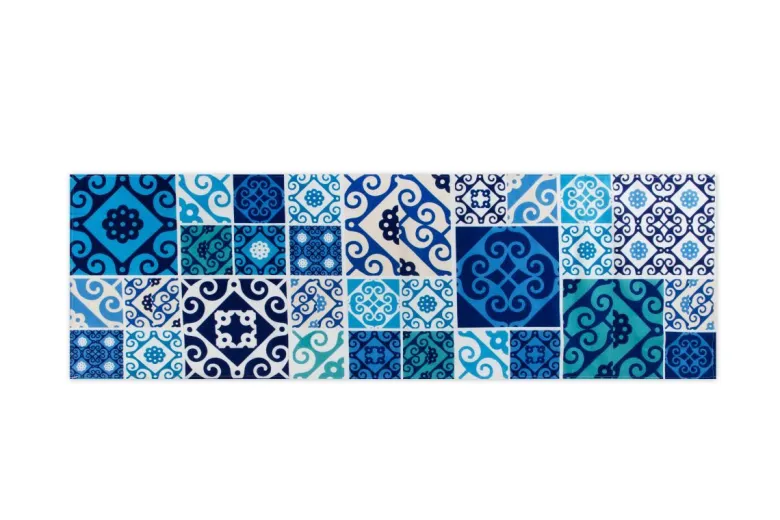 Runner, multicolore, maioliche blu, 100% cotone, 45x140 cm