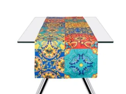 Runner, multicolore, stile siciliano, 100% cotone, 45x140 cm