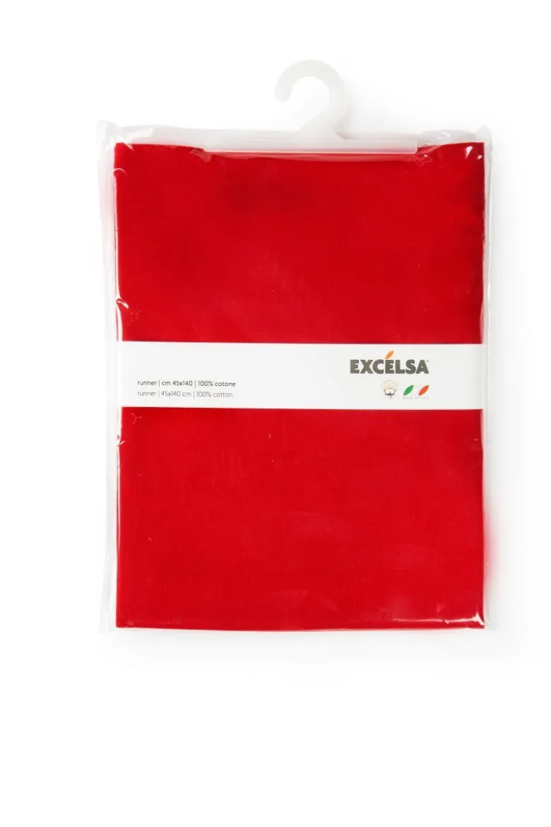 Runner, rosso, 100% cotone, 45x140 cm
