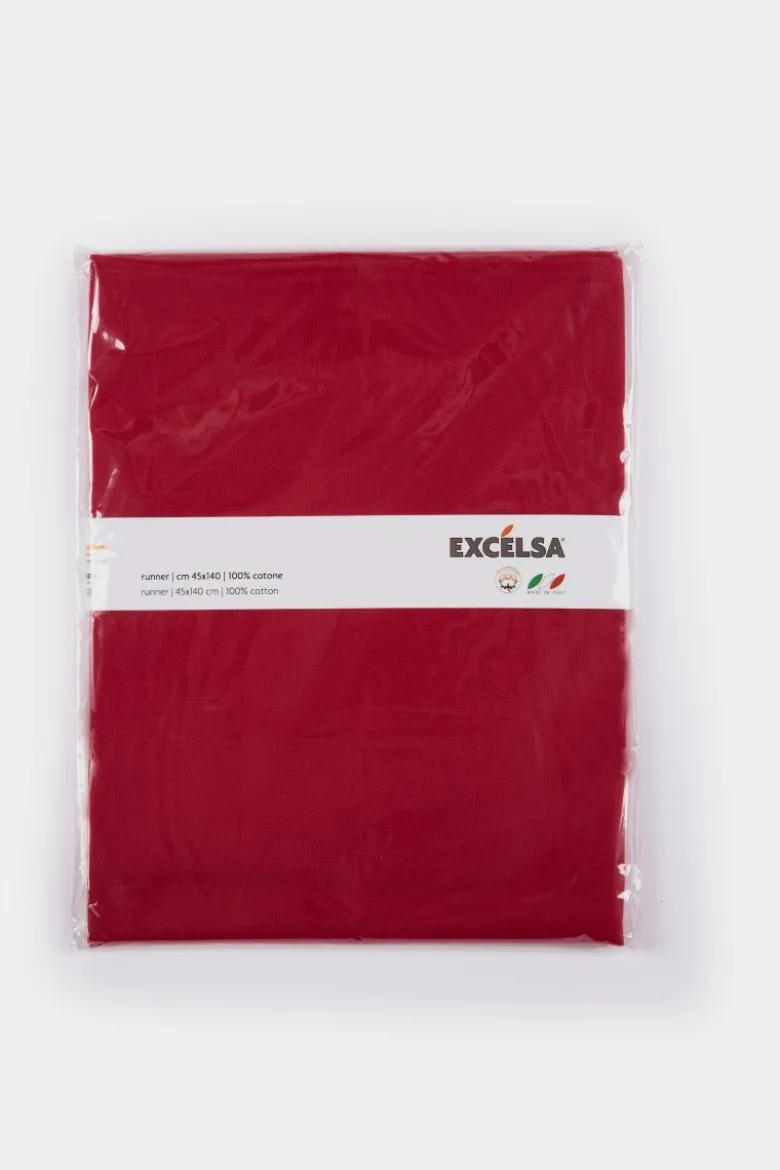 Runner, rosso scuro, 100% cotone, 45x140 cm