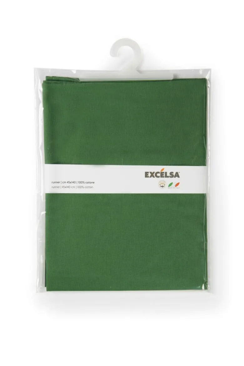 Runner, verde scuro, 100% cotone, 45x140 cm