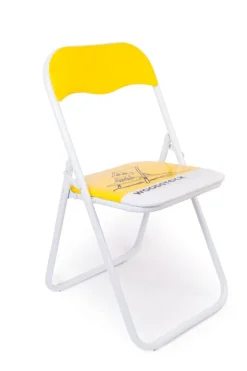 Sedia pieghevole salvaspazio, woodstock, giallo