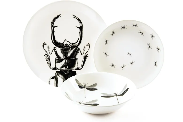 Servizio piatti, animali, ceramica, 12 pezzi