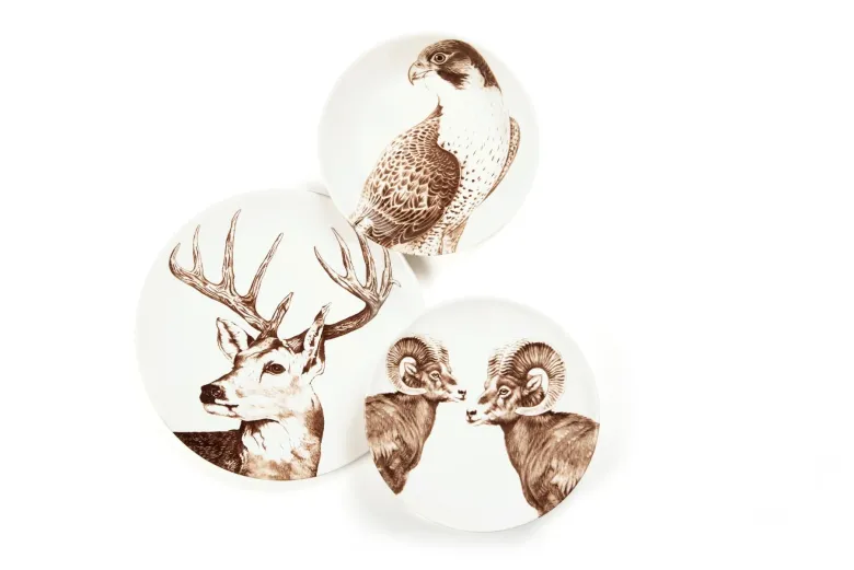 Servizio piatti, animali, ceramica, 12 pezzi