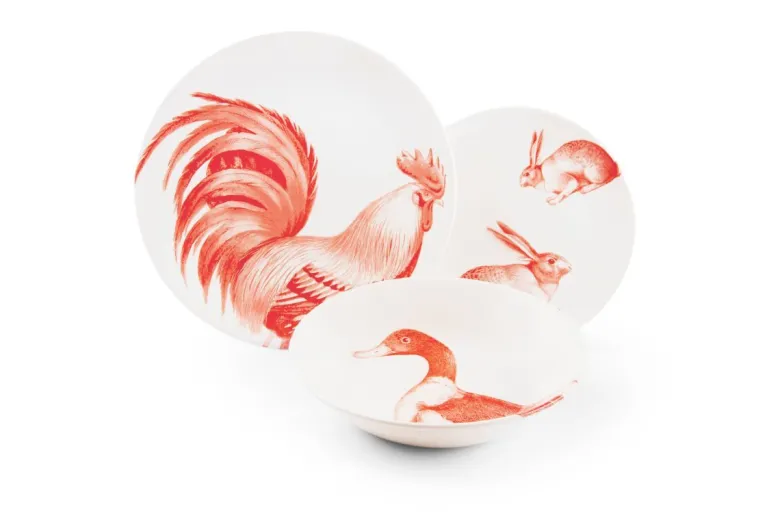 Servizio piatti, animali/piante/frutti, ceramica, 18 pezzi