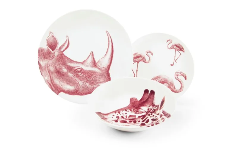 Servizio piatti, animali/piante/frutti, ceramica, 18 pezzi