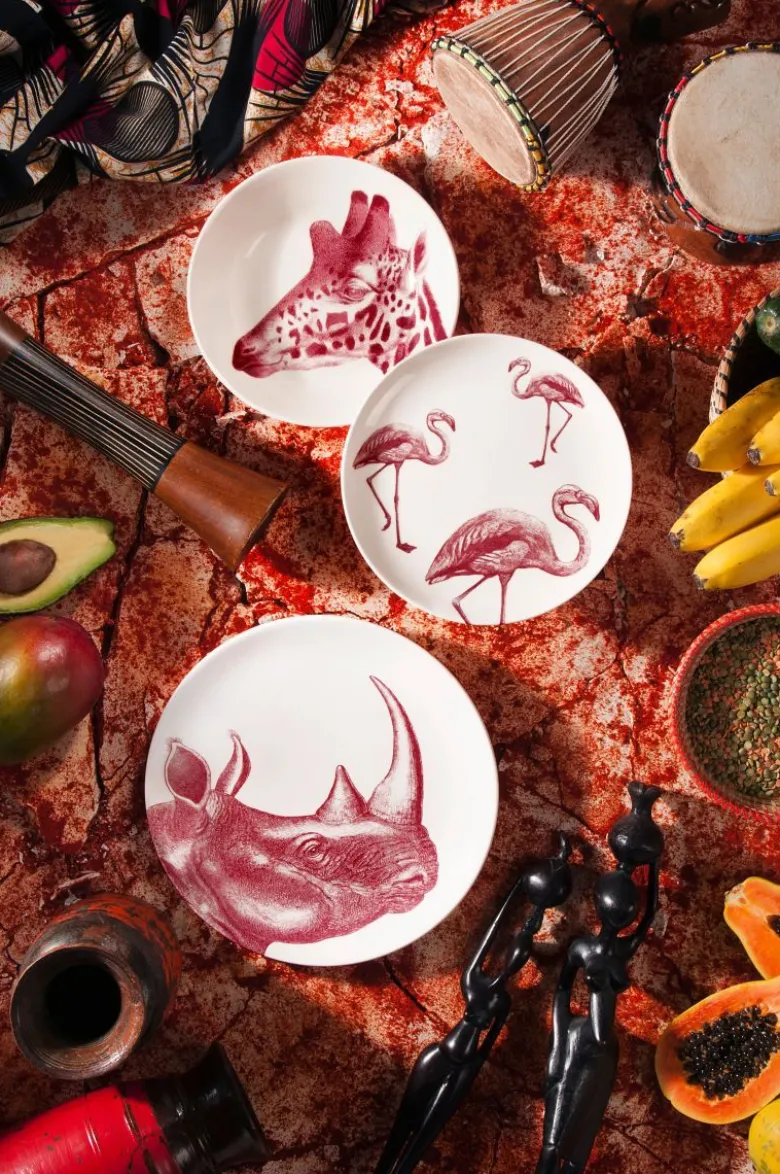 Servizio piatti, animali/piante/frutti, ceramica, 18 pezzi
