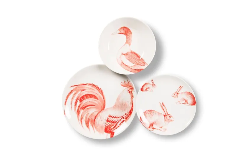 Servizio piatti, animali/piante/frutti, ceramica, 18 pezzi