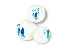 Servizio piatti, azzurro/blu calamari, porcellana, 12 pezzi