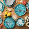 Servizio piatti, azzurro/grigio, porcellana, 18 pezzi