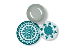 Servizio piatti, azzurro/grigio, porcellana, 18 pezzi