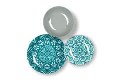 Servizio piatti, azzurro/grigio, porcellana, 18 pezzi