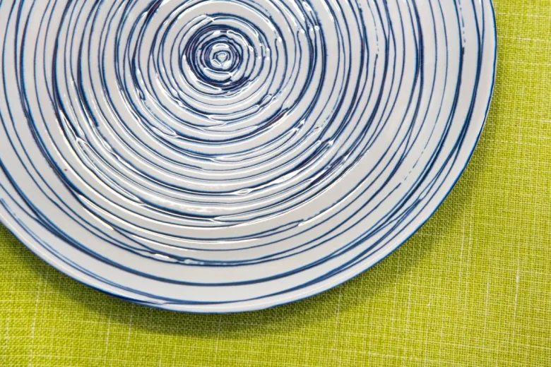 Servizio piatti, bianco/blu, ceramica, 18 pezzi