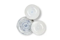 Servizio piatti, bianco/blu, ceramica, 18 pezzi