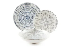 Servizio piatti, bianco/blu, ceramica, 18 pezzi