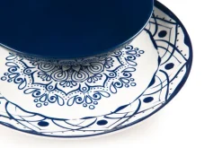 Servizio piatti, bianco/blu, porcellana/stoneware, 18 pezzi