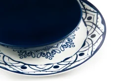 Servizio piatti, bianco/blu, porcellana/stoneware, 18 pezzi