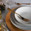 Servizio piatti, bianco filo oro, porcellana, 18 pezzi