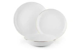 Servizio piatti, bianco filo oro, porcellana, 18 pezzi
