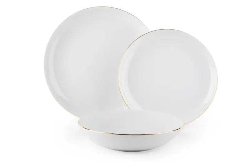Servizio piatti, bianco filo oro, porcellana, 18 pezzi