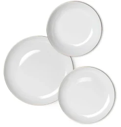 Servizio piatti, bianco filo oro, porcellana, 18 pezzi