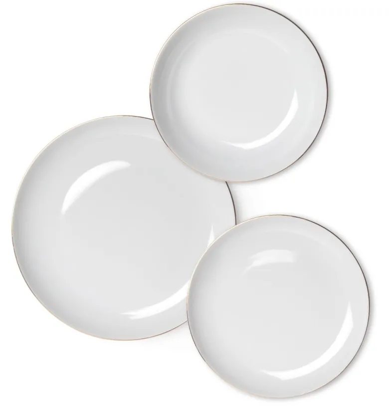 Servizio piatti, bianco filo oro, porcellana, 18 pezzi