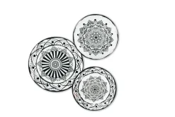 Servizio piatti, bianco/nero, porcellana/stoneware, 18 pezzi