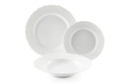 Servizio piatti, bianco, romantico, porcellana, 18 pezzi