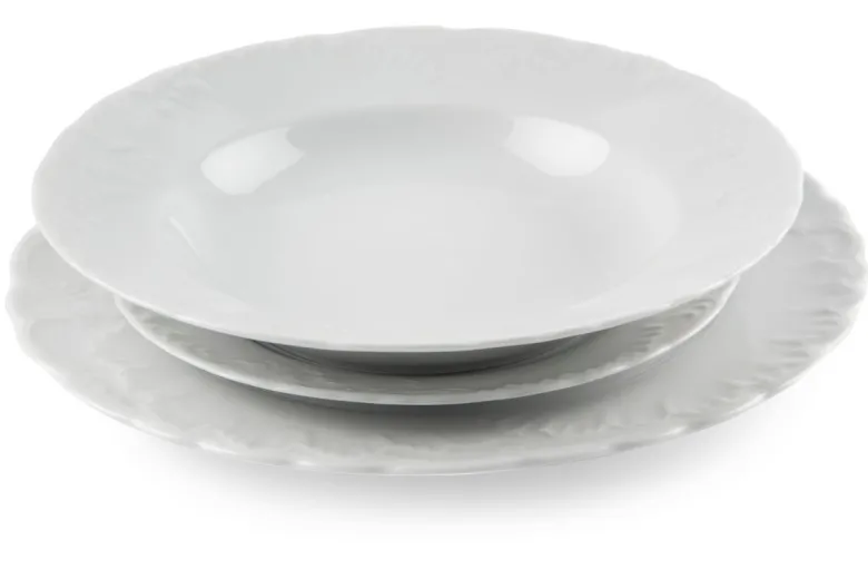 Servizio piatti, bianco, romantico, porcellana, 18 pezzi