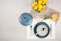Servizio piatti, blu/grigio, stoneware, 18 pezzi